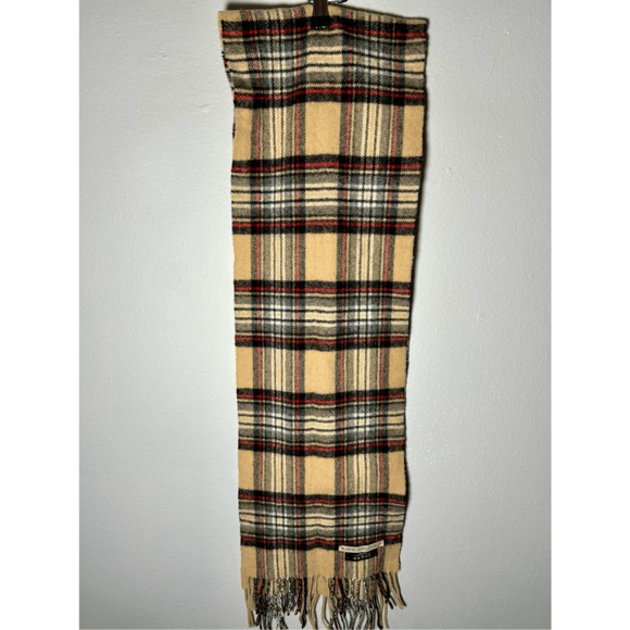 Blarney Woolen Mills Camel Sterwart 100% Lambswool Tartan Scarf, Ireland - Picture 6 of 7